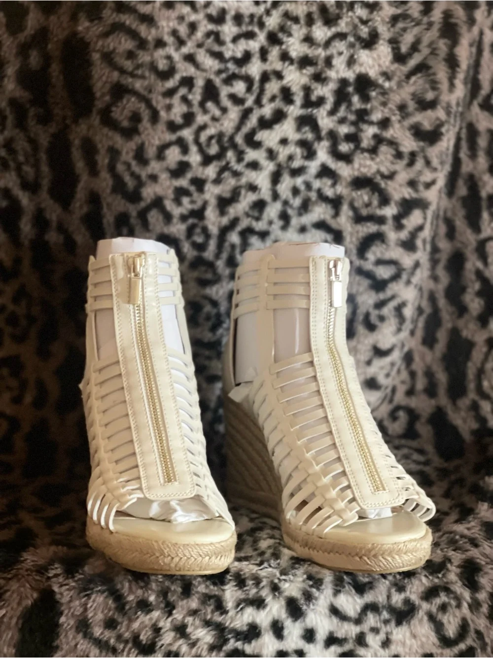 Women’s Cream Woven Espadrille Wedge Heels